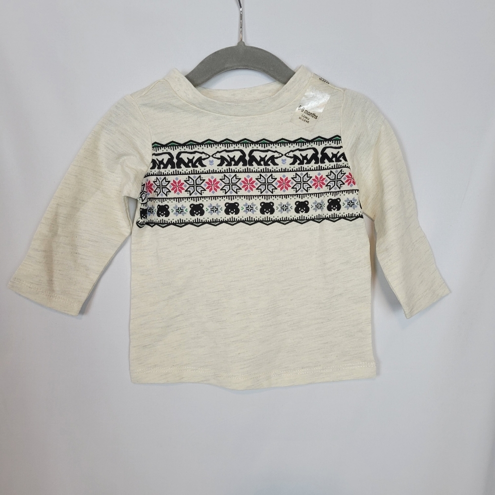 NEW - First Impressions Boy's Long-Sleeve Top in Beige w/Bear Design